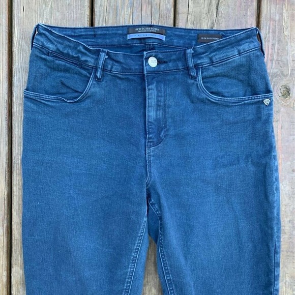 Scotch & Soda Womens Maison Boyfriend Jeans Blue Stretch Fringe Slim Fit 29 - Picture 2 of 8